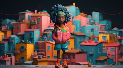 Obraz na płótnie Canvas Urban vibes: Exploring the stylish world of Brazilian streetwear from 3D character, GENERATIVE AI