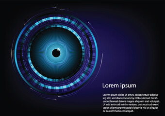 Future technology, eyeball eye cyber security concept background, Blue background. 