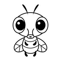 Doodle Fly Insect Coloring Page Cartoon Vector Illustration