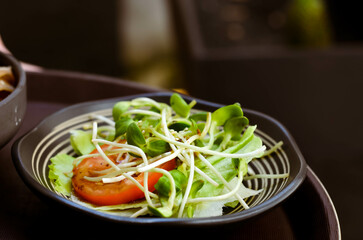 Vegan beetroot avocado salad .