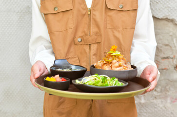 Grilled Pork Belly Sliced ​​Rice with Fragrant Sauce Topped with Stir Fried Onions.