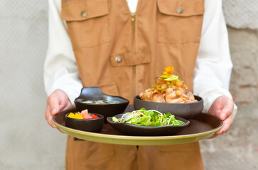 Grilled Pork Belly Sliced ​​Rice with Fragrant Sauce Topped with Stir Fried Onions.