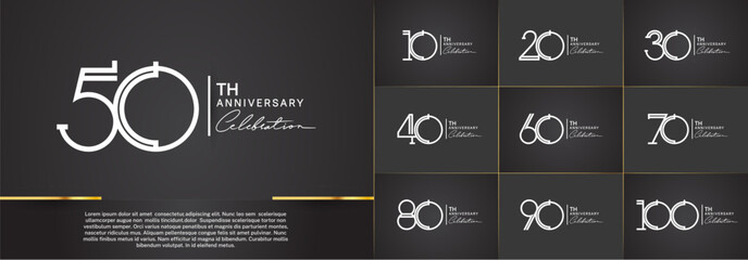 set of anniversary logotype white color and handwriting for special celebration event