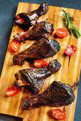 grilled chicken on the wooden board