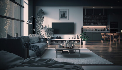 Interior of the living room. modern living room interior, home decor. Generative AI