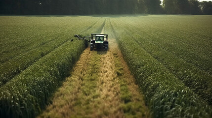 Fototapeta premium tractor in field, generative ai