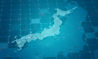 Japan Map Digital Cyber Background