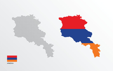 Vector illustration of Armenia map with flag