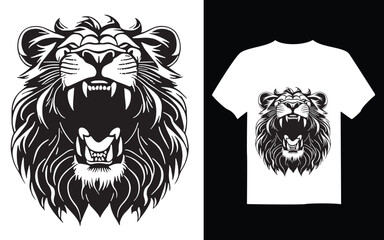 lion t shirt, lion line art, t shirt design, vector t shirt