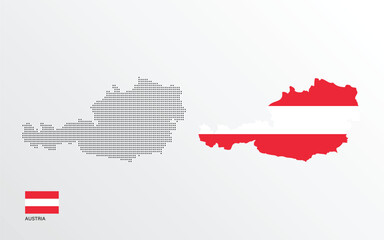 Vector illustration of Austria map with flag