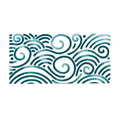 Abstract wave line watercolor illustration border for decoration on sea and nautical concept.