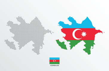 Map of Azerbaijan with the flag of Azerbaijan.