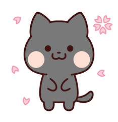 Obraz na płótnie Canvas 桜を見上げる黒猫