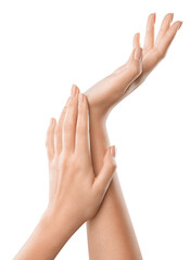 Woman’s hands and beauty. Skin care. Two hands holding, expressing love or unity concept