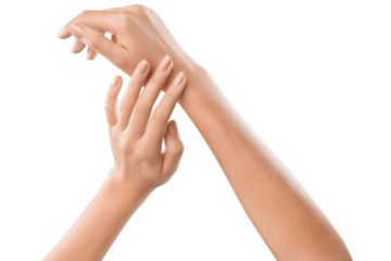 Woman' hands, accentuating natural beauty. Makeup or skincare ads, jewelry or fashion promotion concept.