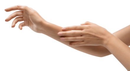 Woman' hands, accentuating natural beauty. Makeup or skincare ads, jewelry or fashion promotion concept.