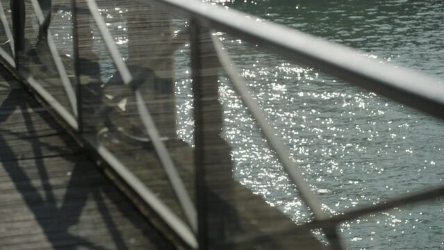 close up water on pont des arts in paris france