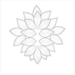 Pleasing decorative flower of Coloring book page for adult Black outline and white background