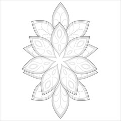 Pleasing decorative flower of Coloring book page for adult Black outline and white background