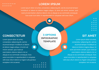 Fototapeta premium Infographic template with three steps or options, circle diagram