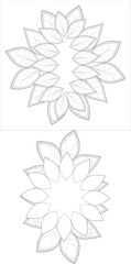 Pleasing decorative flower of Coloring book page for adult Black outline and white background