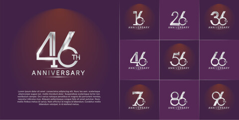 set of anniversary logotype silver color for special celebration event