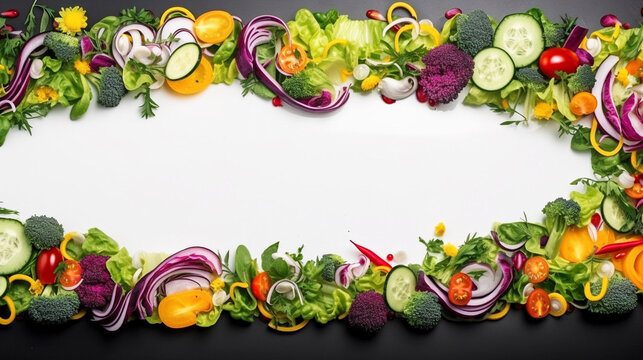 AI art vegetable salad picture frame 野菜サラダのフレーム