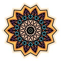 Mandala ornament ethnic decoration. Colorful design element for textile, fabric, frame and border, or fashion paper print.