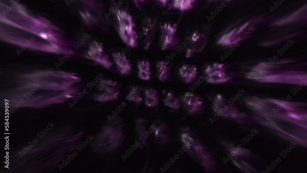 Poster black background with gray and purple code. motion. various rooms illuminated by light made in abstr