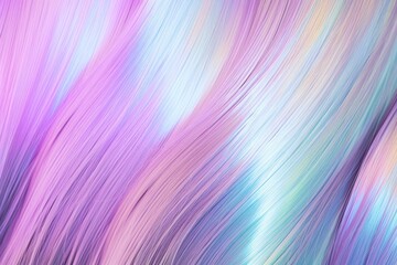 Beautiful Glossy Holographic Colored Hair Texture Isolated on White Background. Generative Ai.