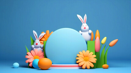 Happy Easter banner with podium