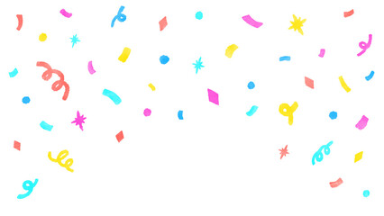 confetti background in pastel colors celebration event cute hand drawn watercolor illustration / パステルカラーの紙吹雪の背景 お祝い イベント かわいい手描きの水彩イラスト