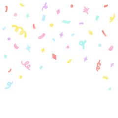confetti background in pastel colors celebration event cute hand drawn watercolor illustration / パステルカラーの紙吹雪の背景 お祝い イベント かわいい手描きの水彩イラスト