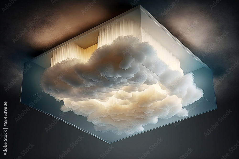 Canvas Prints cloud light bulb in the dark. generative ai.