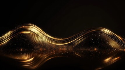 Golden glitter wave abstract background. Generative ai.