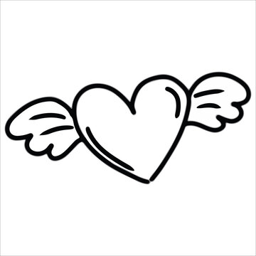 Love angel doodle icon illustration, suitable for logo, icon, sticker pack and graphic design elements