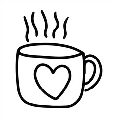 Coffee doodle icon illustration, suitable for logo, icon, sticker pack and graphic design elements