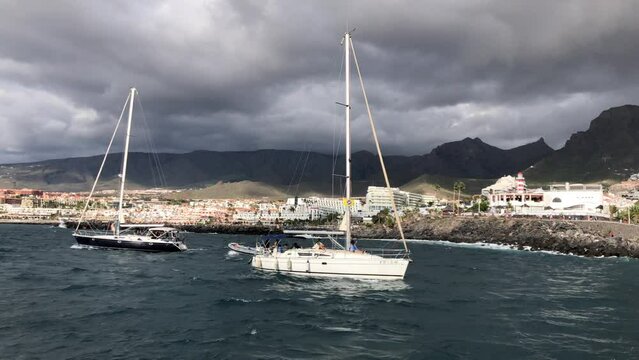 Tenerife Island Canary Spain Sail Boat Cruise Around The Archipelago On The Atlantic Ocean North Africa 