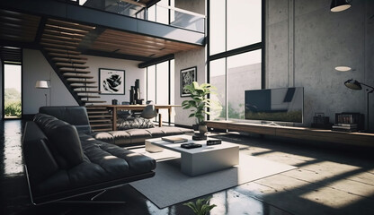 Plakat Interior of the living room. modern living room interior, home decor. Generative AI