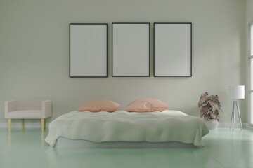 living room design. empty room design interio.Photo frame mock up 3d rendering