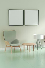 living room design. empty room design interio.Photo frame mock up 3d rendering