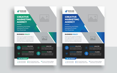 Corporate business flyer design and digital marketing agency brochure cover template | Creative Business flyer template with a4 size paper clean and modern typography