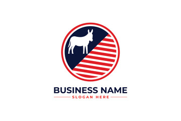 Political campaign logo design with flag and horses or ass with circle