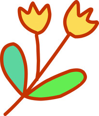 primitive simple twig yellow flower