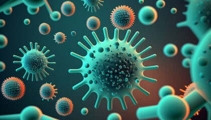 3d medical background with abstract virus cells background