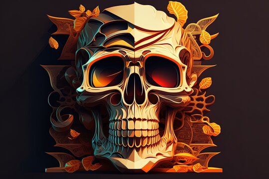 elaborate Skull Artwork Generative AI