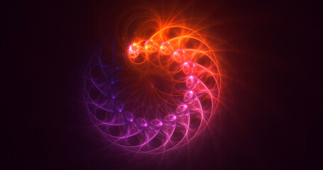 3D rendering abstract multicolor fractal light background