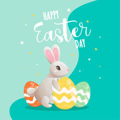 easter bunny with easter eggs