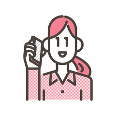 Young woman making a phone call on her smartphone [Vector illustration].