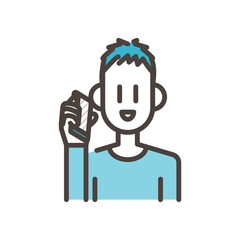 Boy making a phone call on his smartphone 【Vector illustration】